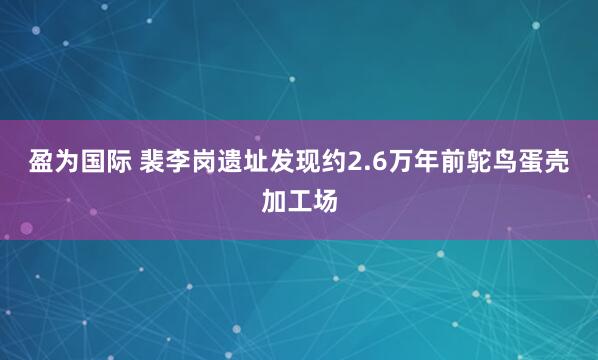 盈为国际 裴李岗遗址发现约2.6万年前鸵鸟蛋壳加工场